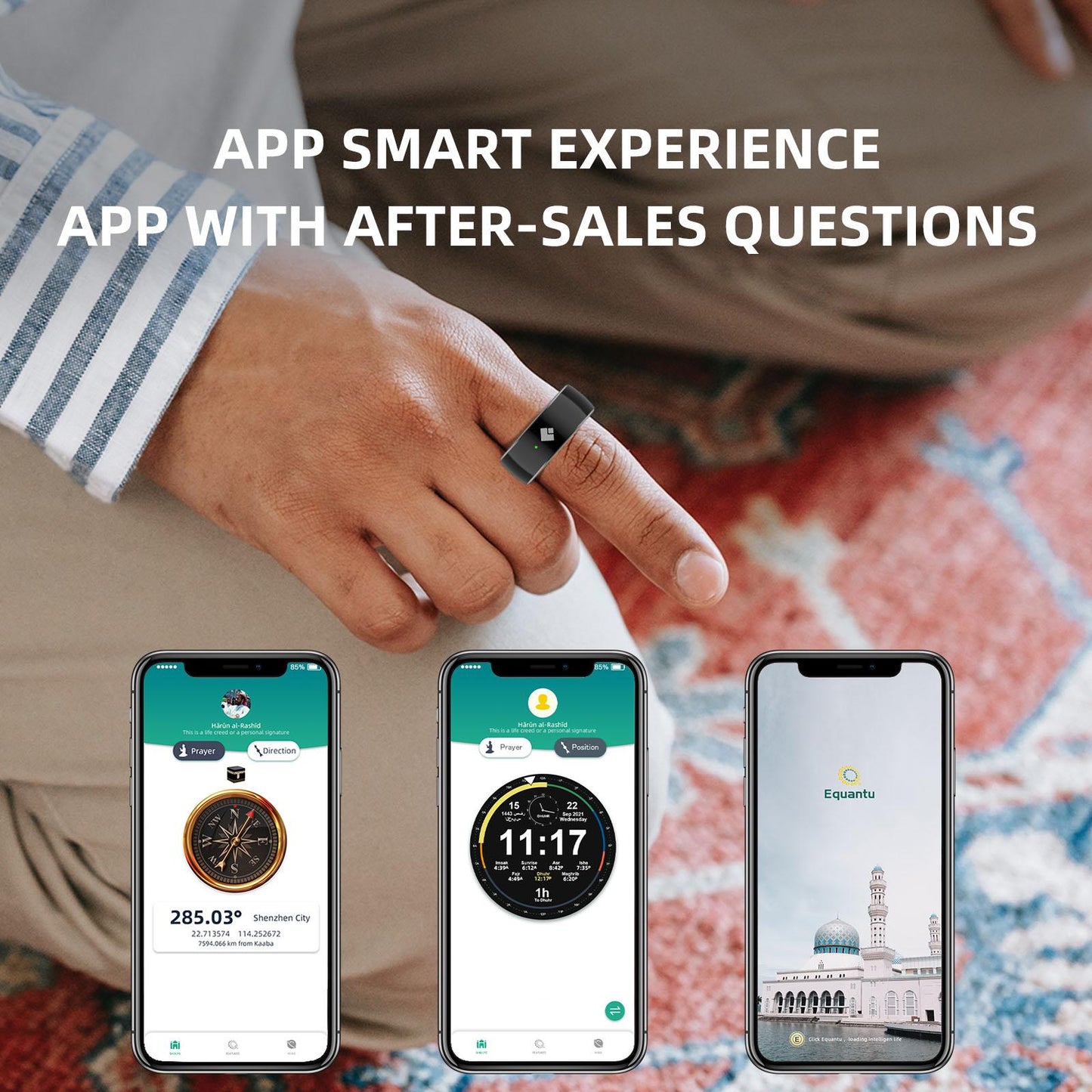 ready stock!arabic None Screen smart Healthy ring azan bluetooth amart tasbeeh ring prayer counter