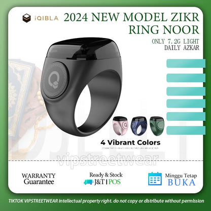 2024's Cincin zikr ring IQIBLA Noor tasbeeh ring Local seller Smart ring Max count 9999 bluetooth connect larger digital