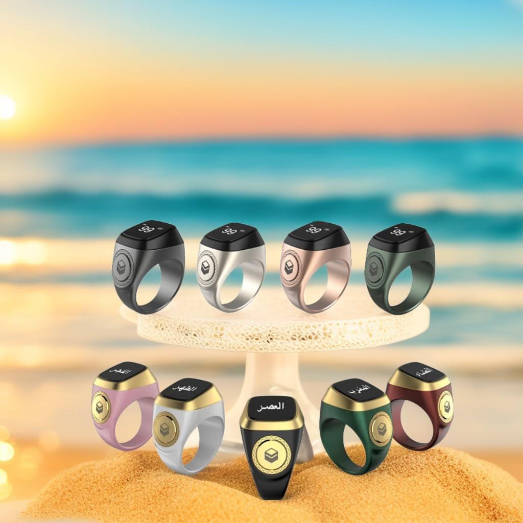 (Local Stock)High Grade smart ring Iqibla Digital Tally Counter Ring for home OLED Digital Tasbeeh 5 remind Time Ring MY local seller