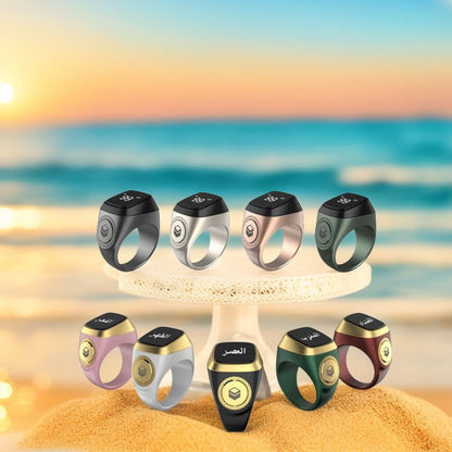 (Local Stock)High Grade smart ring Iqibla Digital Tally Counter Ring for home OLED Digital Tasbeeh 5 remind Time Ring MY local seller