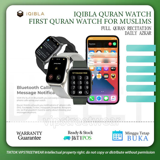 Iqibla Quran Watch S Jam Tangan Azan IQibla Solat Kiblat Digital Muslim Islamic Prayer health Watch
