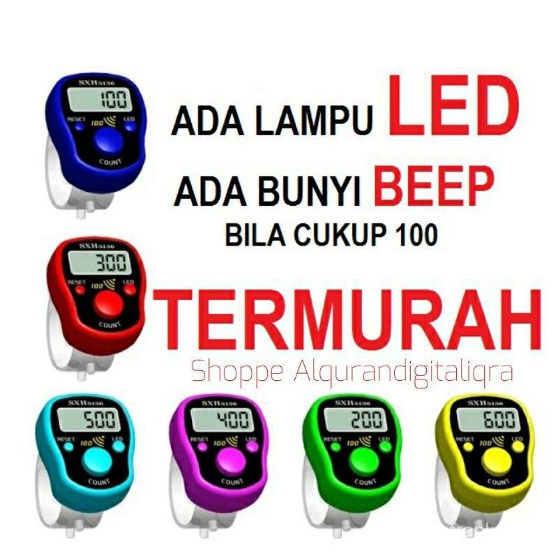 DJ READY STOCK!Tasbih Digital LED Mini Finger Zikir Tally Counter 100 Beep Islamic Muslim Prayer Beads Plain Colour