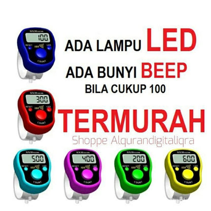 DJ READY STOCK!Tasbih Digital LED Mini Finger Zikir Tally Counter 100 Beep Islamic Muslim Prayer Beads Plain Colour