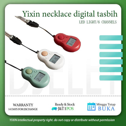 2023 new style yixin necklace Led time digital tasbih Pocket watch counter Prayer counter to 999999
