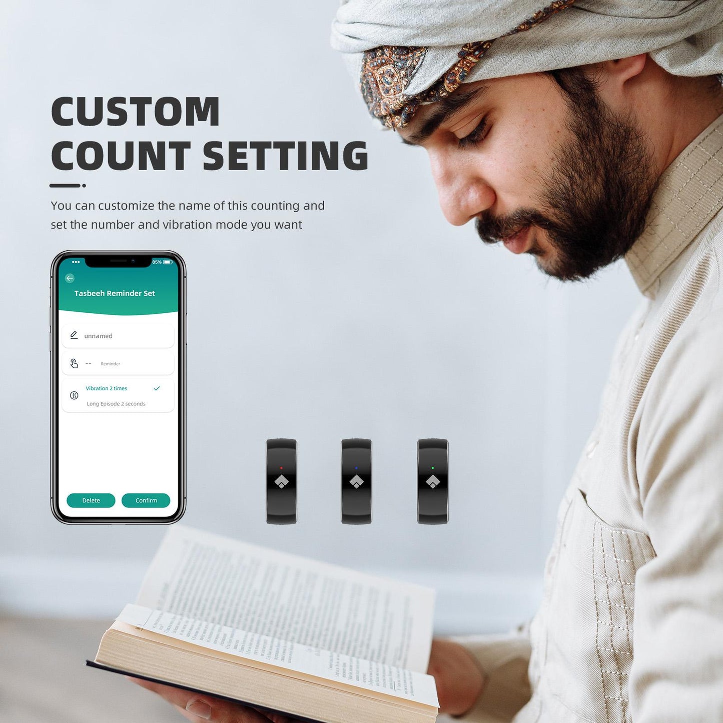 ready stock!arabic None Screen smart Healthy ring azan bluetooth amart tasbeeh ring prayer counter