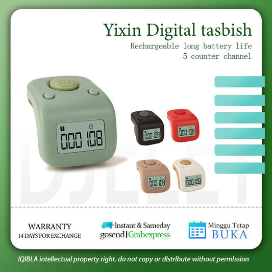 Ready stock! LCD Hand Finger  Electronic Tasbih Digital Display Tally Muslim Counter Gift for Pray Rechargeable KPTS