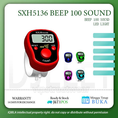 DJ READY STOCK!Tasbih Digital LED Mini Finger Zikir Tally Counter 100 Beep Islamic Muslim Prayer Beads Plain Colour