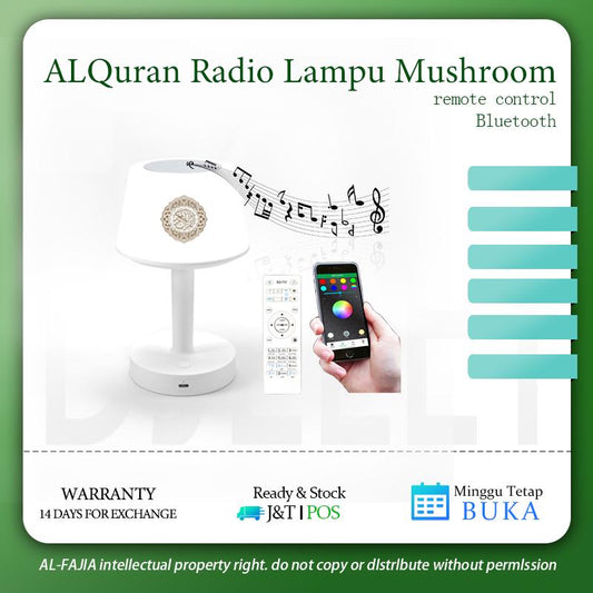 5 Colors Azan Clock ALQuran Radio Lampu Mushroom LED Touch Lamp Al-Quran speaker Night Light Bedside Lamp Table Lamp desk lamp desk lamp