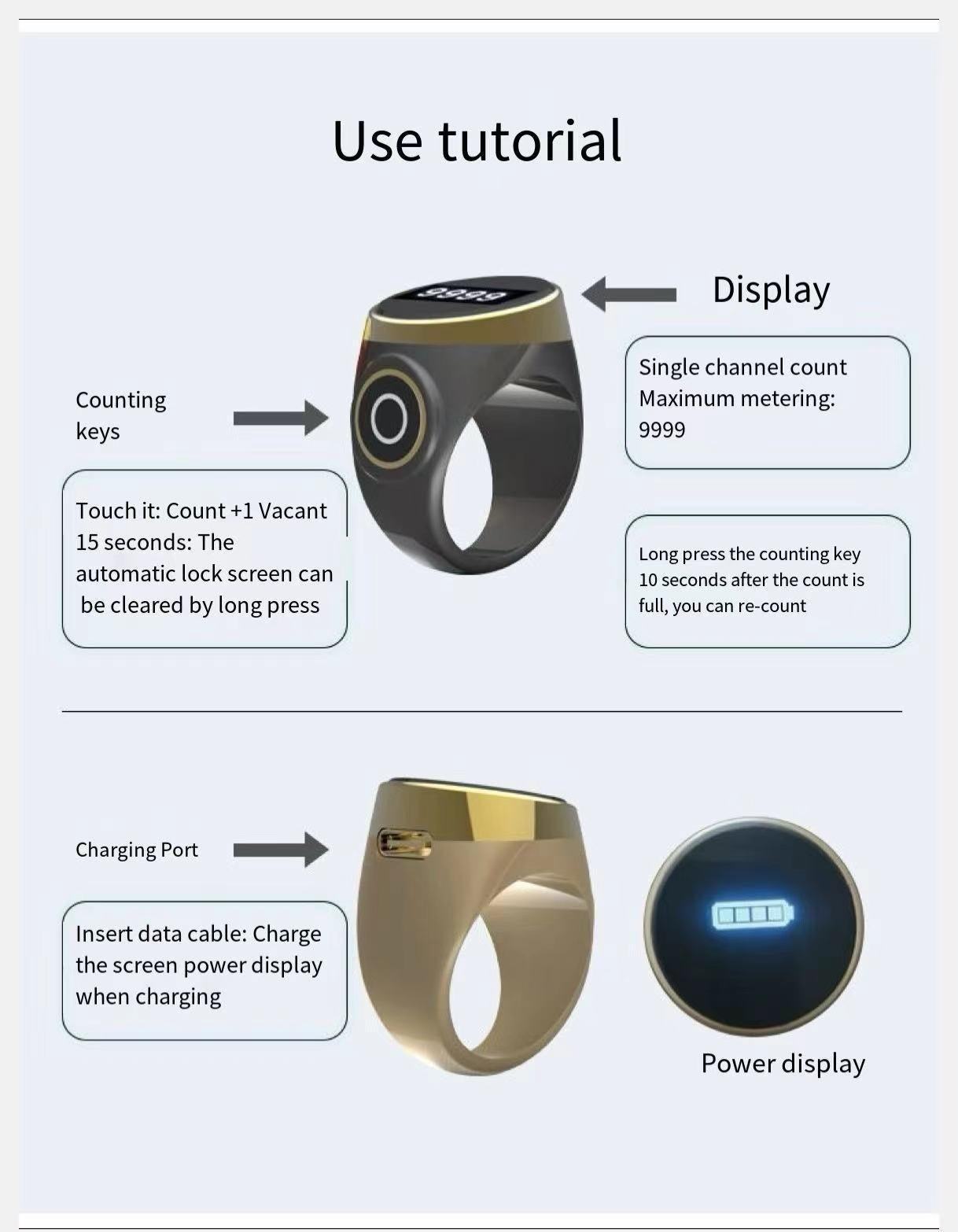 Smart Tasbih Tally Counter Ring for Muslims Zikr Digital Tasbeeh